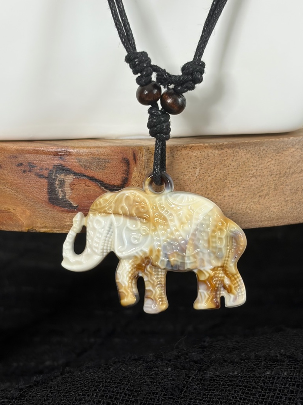 Sacred Strength Elephant Pendant Necklace Adjustable Cord Spiritual Protection